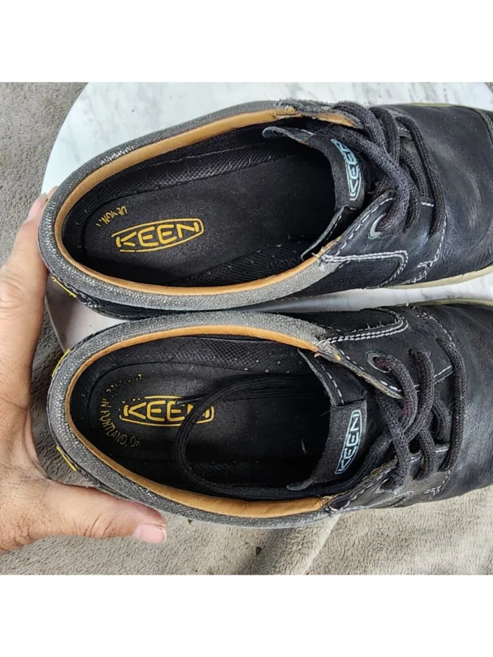 Keen Shoes Mens Size 8 Glenhaven Black Leather Lace Up Sneaker *Read*